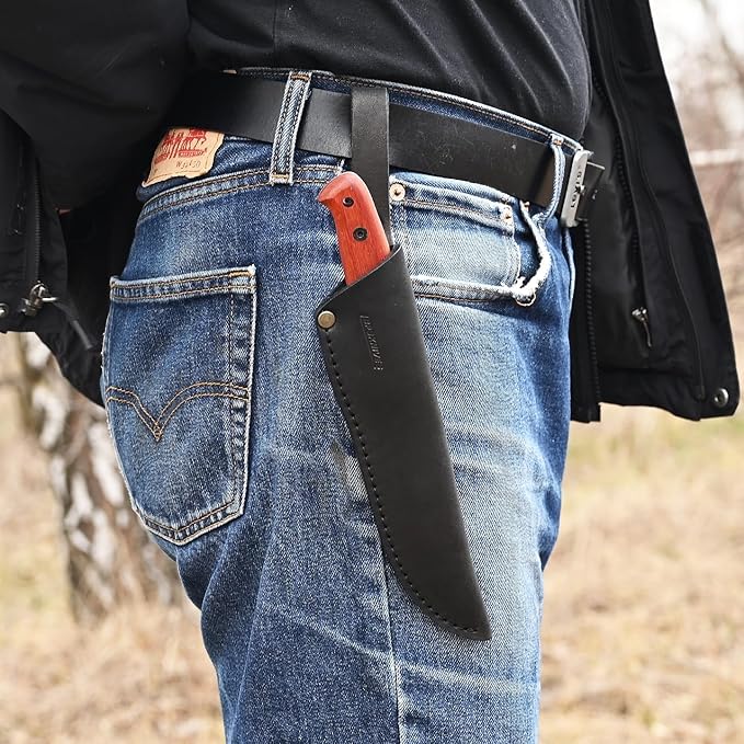 BPS Knives Flamebird Adventurer - Fixed-Blade Carbon Steel Bushcraft Knife with Leather Sheath - Outdoor Full Tang Utility Knives - Camping Knives - Survival Tactical Camp Knife