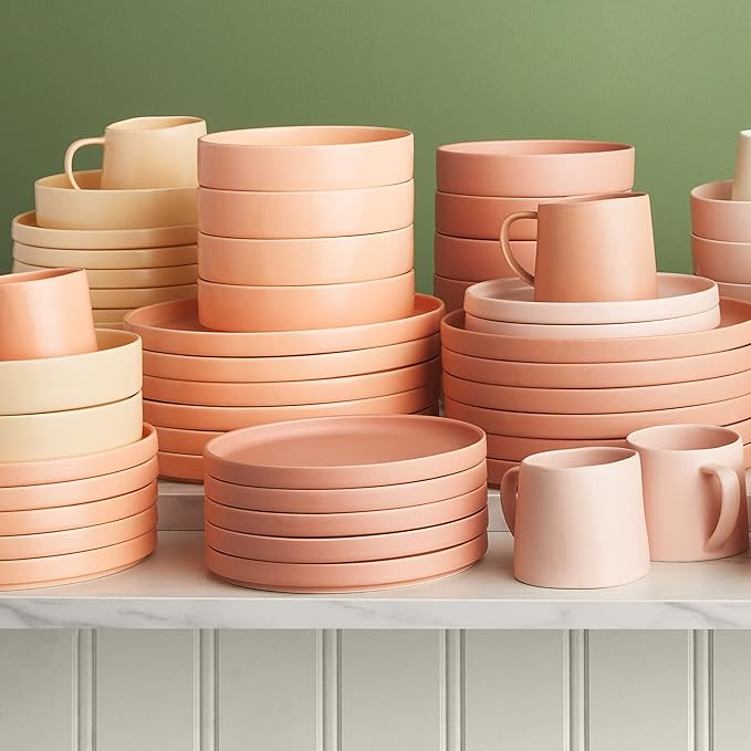 Stone Lain Stella Salad Plate 6-Piece Set, Round, Porcelain, Peach