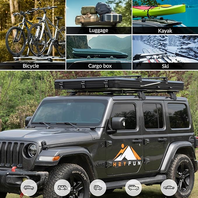 Explorer Pro Rooftop Tent Hard Shell with USB Outlet, Side Awning, Replaceable Netting Curtain&Luggage Racks for 4 Season Camping, Aluminum Pop Up 2-3 Person Roof Top Tent for Truck Jeep SUV Van