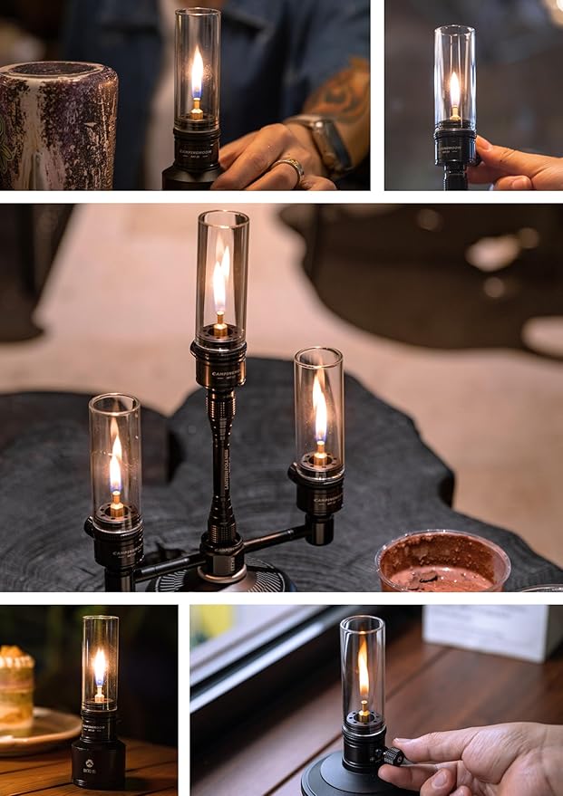 CAMPINGMOON Candle Lantern Gas Mini Small Camping Backpacking Black BKT-1D
