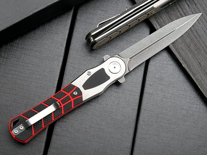 Eafengrow EF970 Folding Knife D2 Steel Blade G10 Handle EDC Tool Knife for Working Camping Hiking (Black)