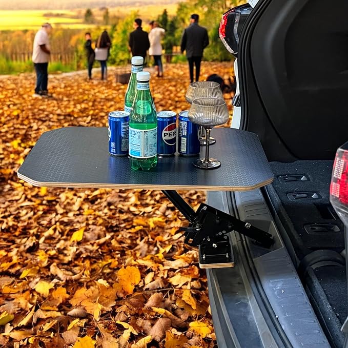 Portable Car Tailgate Table for Camping, SUVs, Vans | Folding Outdoor Vehicle Table for Road Trips, Tailgating, Work, & On-The-Go
