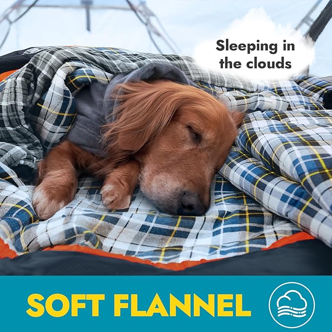 CANWAY Flannel Sleeping Bag for Adults & Kids - Camping & Backpacking - Cold & Warm Weather - Compression Sack