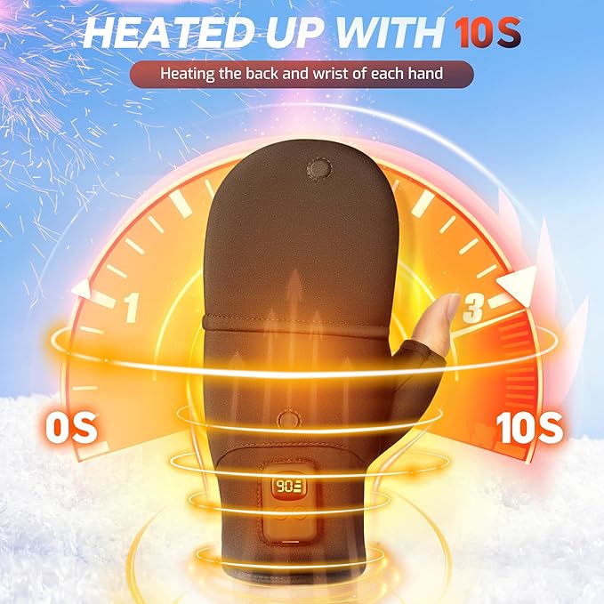 Heated Gloves for Men Women- Rechargeable Electric Full & Half Hands Electric Heated Gloves Cold Winter Work Arthritis Pain Relief Hot Compress Hand Warmers for Snow Cycling Skiing Hunting