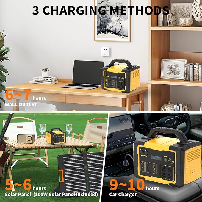 1000W Solar Generator Portable Power Station with Solar Panel Included, 1024Wh LiFePO4 (LFP) Battery Powered Generator with 120V AC Outlet for RV Camping Outdoor Hiking Emergency Backup Power Outages