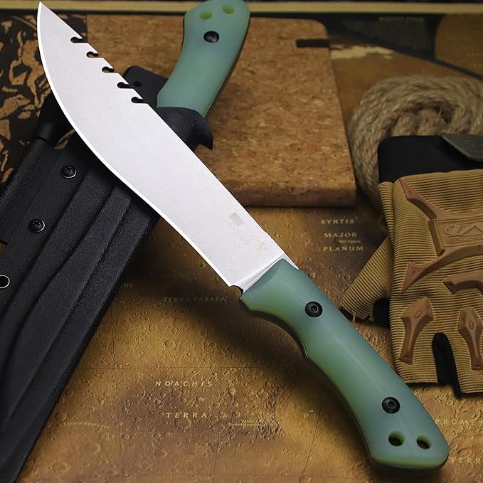 13.4-inch DC53 steel full tang hunting knife + K sheath. Suitable for camping, hiking, hunting and as daily carry equipment for handicrafts. (G10 - Minimalist Luxury Style A)