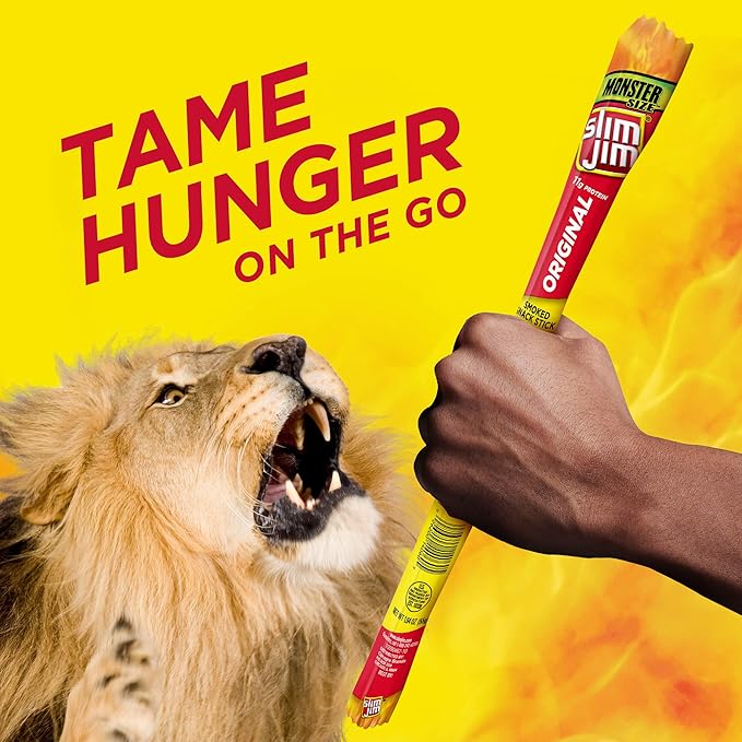 Slim Jim Monster Smoked Meat Sticks, Original Flavor, High Protein, 1.94 oz. (18 Count)
