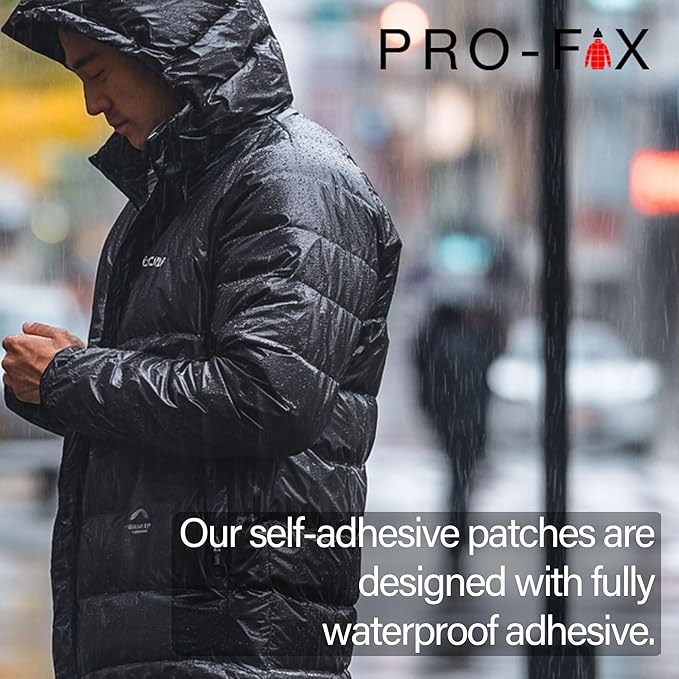 Self-Adhesive Waterproof Repair Patch Kit - 30-Second Fix for Down Jackets, Tents, Sleeping Bags, Backpacks, Outdoor and Camping Gear - Pre-Cut Nylon Ripstop Patches, Multiple Colors - Black