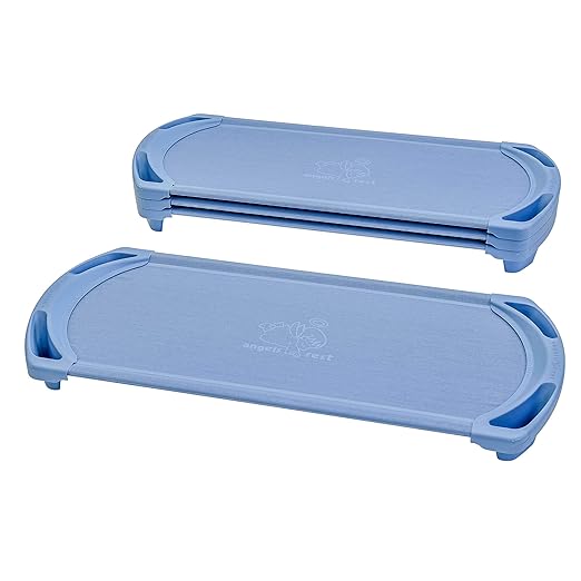 Children’s Factory SpaceLine Nap Cots, Kids Daycare and Preschool Sleeping Cot, Standard Size, Set of 4, Wedgewood Blue