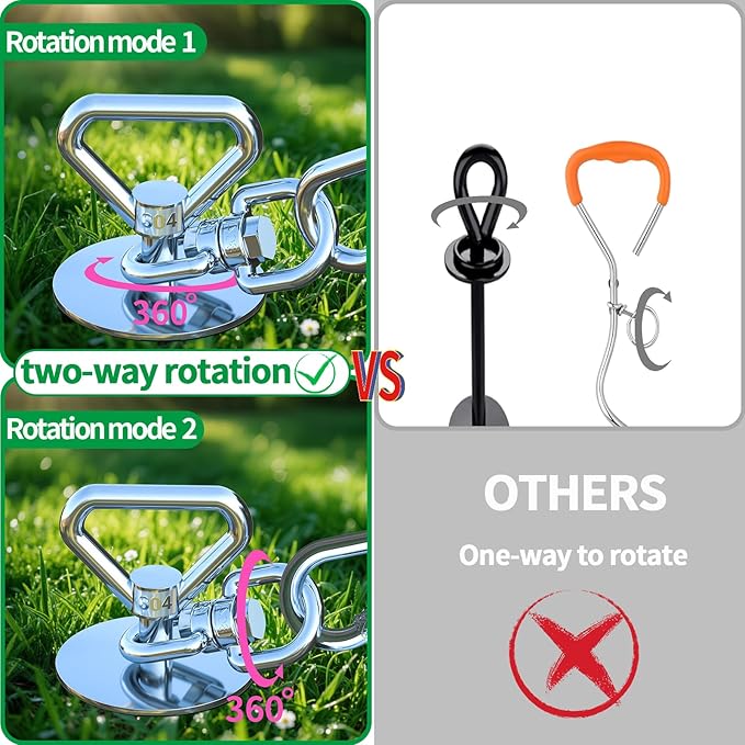 Dog Tie Out Cable and Stake,with 20FT Heavy Duty Cable,360° Swivel Dog Run Stake-No Tangle-Runner for Yard,Up to 150 lbs- Idela for Yard Outdoor Camping
