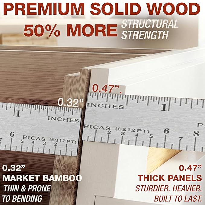 HOMESTEAD Stackable Solid Wood Storage Bins for Kitchen Pantry & Countertop, Ventilated Potato and Onion Basket Organizer with Handles, Wooden Produce Storage Containers, 3-Pack, White