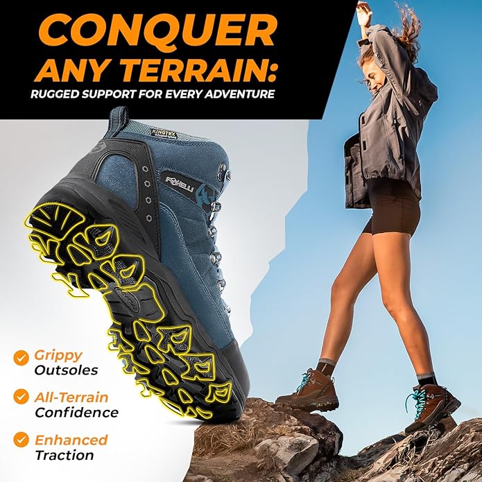Foxelli Women’s Hiking Boots - Waterproof Lightweight & Breathable Suede Leather