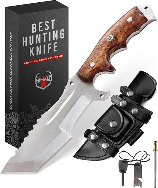 10" Handmade D2 Steel- Fixed Blade Hunting Knife With Sheath-Rosewood Handle-Full Tang Survival, Tactical, Camping, Bushcraft knife-Ideal For EDC-Outdoor-Best Hunting Knives For Men.