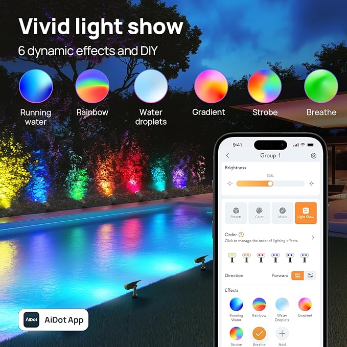 Linkind Smart Solar Lights Outdoor SL5 with Motion Sensor, APP Control Color Changing Solar Spot Lights Outdoor, IP65 Landscape Lighting, Halloween Decorations for Yard, Garden, Pathway(2 Pack)