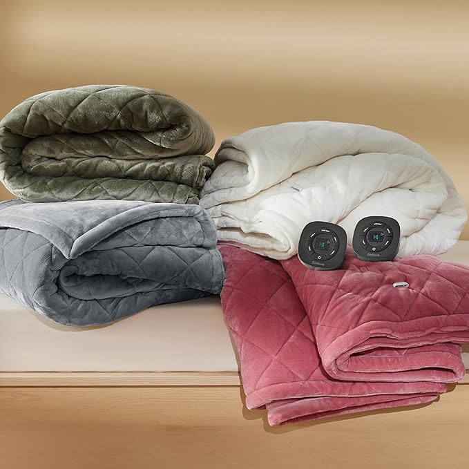 Bedsure Electric Blanket King Size - Dual Control Heated Weighted Blanket King with 10 Heat Settings, Fast Heating with 10 Time Settings (100x90 inches, Ivory)