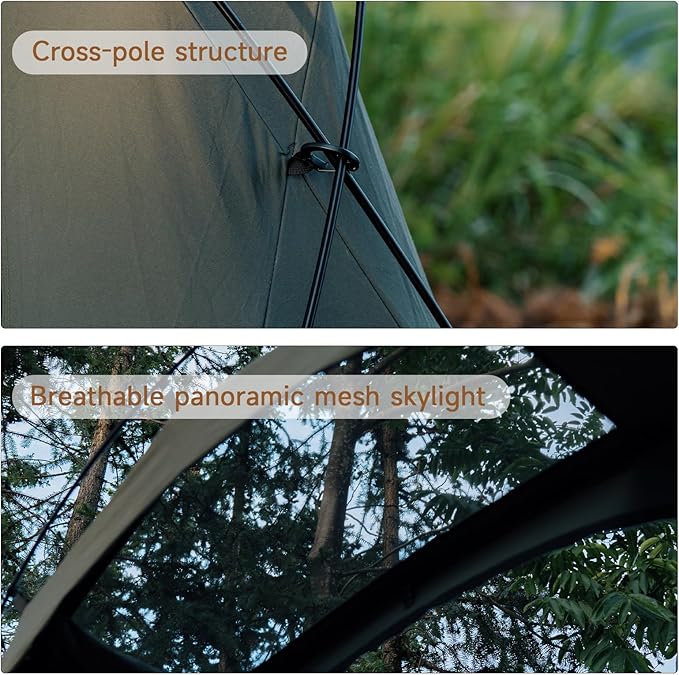 Penglai 1 Person Backpacking Tent - Portable Lightweight Camping Tent 210G TC Cotton, Compact for Traveling & Hiking