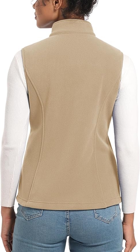 TACVASEN Women's Fleece Vest Lightweight Warm Vests Outerwear Sleeveless Zip Jacket Fall Winter Soft Vest with Pockets