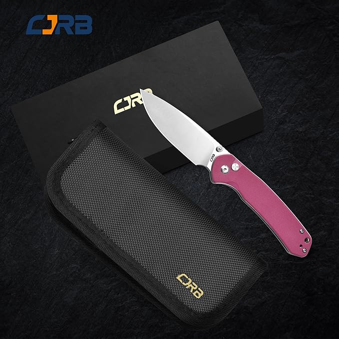 CJRB CUTLERY Pocket Knife Pyrite (J1925) EDC Small Folding Knife AR-RPM9 Steel Blade and G10 Handle Pink Outdoor for Women Men for Gifts