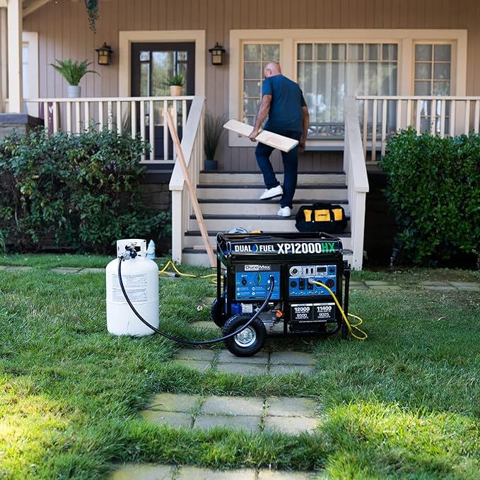 DuroMax XP12000HX 12,000-Watt Dual Fuel Portable Generator - Gas & Propane, Electric Start, Whole Home Power Backup, Transfer Switch Ready, RV & Emergency Ready
