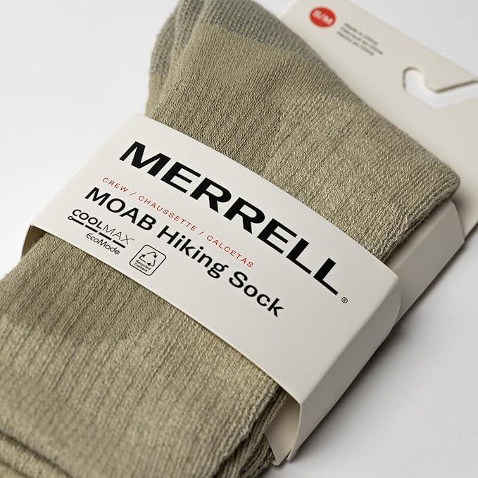 Merrell unisex-adult Men's and Women's Moab Hiking Mid Cushion Socks - Moisture Wicking & Arch Support