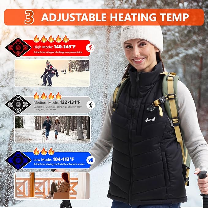 Women’s Heated Vest with Battery Pack Included, 7.4V Smart Washable Rechargeable Electric Lightweight Heating Vest