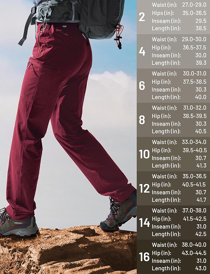 MIER Women's Quick Dry Cargo Pants Lightweight Tactical Hiking Pants with 6 Pockets, Stretchy and Water-Resistant