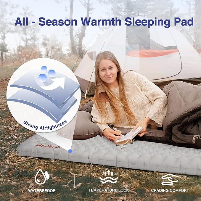 28oz Ultralight Sleeping Pad, 7.2 R Insulated Inflatable Sleeping Pad, Lightweight Sleeping Mat for Camping, Hiking, Backpacking, Climbing with Inflatable Bag, (70.9 × 23.6in) Regular