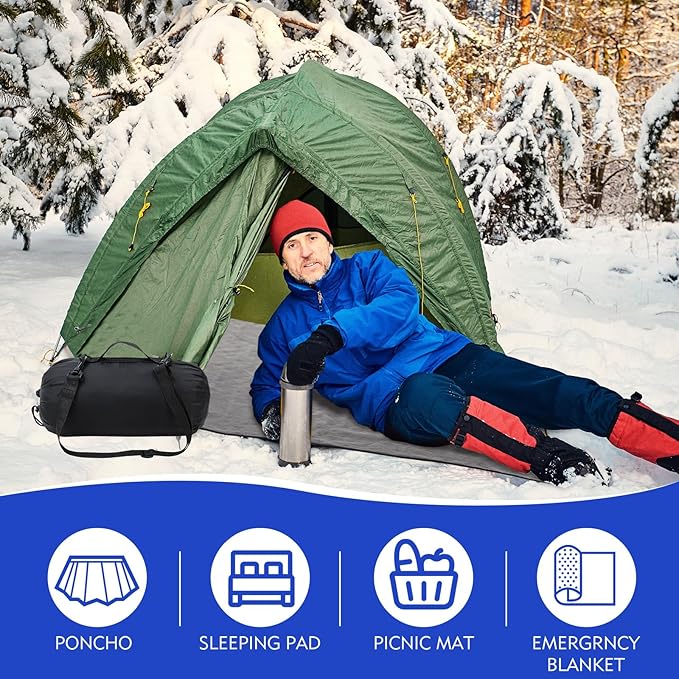Tranqun 4 Pcs Large Outdoor Blanket 78'' x 55'' Quilted Windproof Waterproof Fleece Sandproof Stadium Water Resistant Foldable Warm Blanket for Camping Picnic Sporting Events Cold Weather