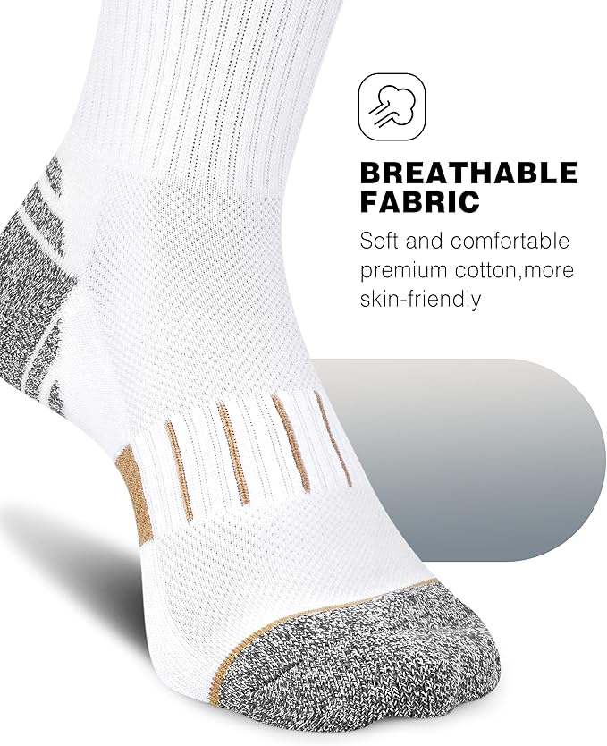 Crew Socks for Women,Athletic Hiking Running Compression Socks with Cushioned Support 3-6 Pairs