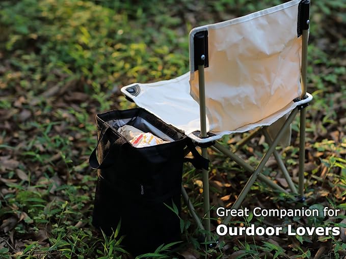 Ginsco New Leak-Proof Travel Trash Bag, Hanging Car Trash Can with Hook and Loop Lid and Handle, Multipurpose Trash Bin with Storage Pockets for Car SUV Truck RV Camping 2 Gallons, Black
