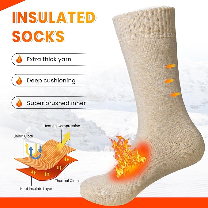 Velice Winter Warm Thermal Socks for Women Extra Thick Insulated Heated Crew Boot Socks for Cold Weather 5 Pairs