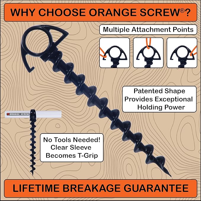 Ultimate Ground Anchors: Heavy Duty Screw-in Tent Stakes for High Wind, Sand, Canopies, and Camping - Made in USA, 100% Recycled, Included T-Grip Tool - (Small, 4 Pack)