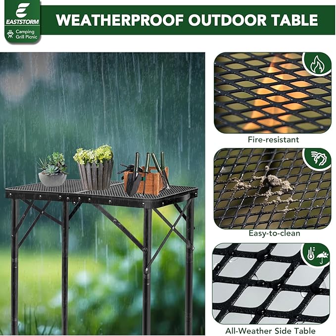 Small Folding Grill Table 3 Heights, Easy for Storage, Compact and Portable Picnic Table for Outdoor Camping, Garden, Patio, Dining, BBQ, Party, Market, 2Ft (Small, Black)