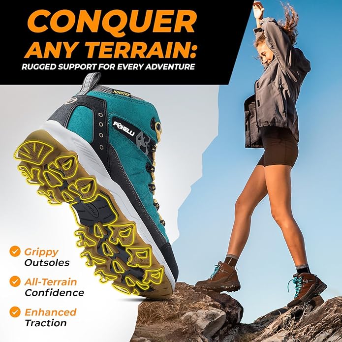 Foxelli Women’s Hiking Boots - Waterproof Lightweight & Breathable Suede Leather