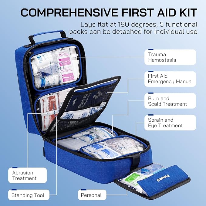 Professional 506 PCS First Aid Kit – 4-in-1 Detachable Emergency Medical Kit for Home, Car, Travel, Camping, Hiking, Workplace, Vehicle and Outdoor, Large First Aid Kit Survival