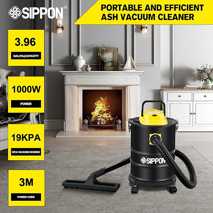 Ash Vacuum Cleaner, Pellet Stove Vacuum Cleaner with Blower Function, 1000W Powerful Suction 4 Gallon All-in-One Ash Vacuum for Fireplaces, Pellet Stoves