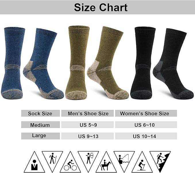 Time May Tell Mens Merino Wool Hiking Cushioning Socks For Outdoor Wool-Socks-For-Mens 3 Pack
