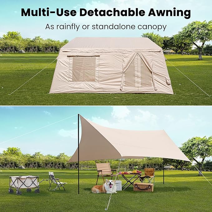 Inflatable Tents for Camping, Blow Up Tent with Hand Pump, Easy Setup InflatableTent 4 Season Tent, Waterproof Oxford Air Glamping Tents for Camping Adult 4/6/8 Person