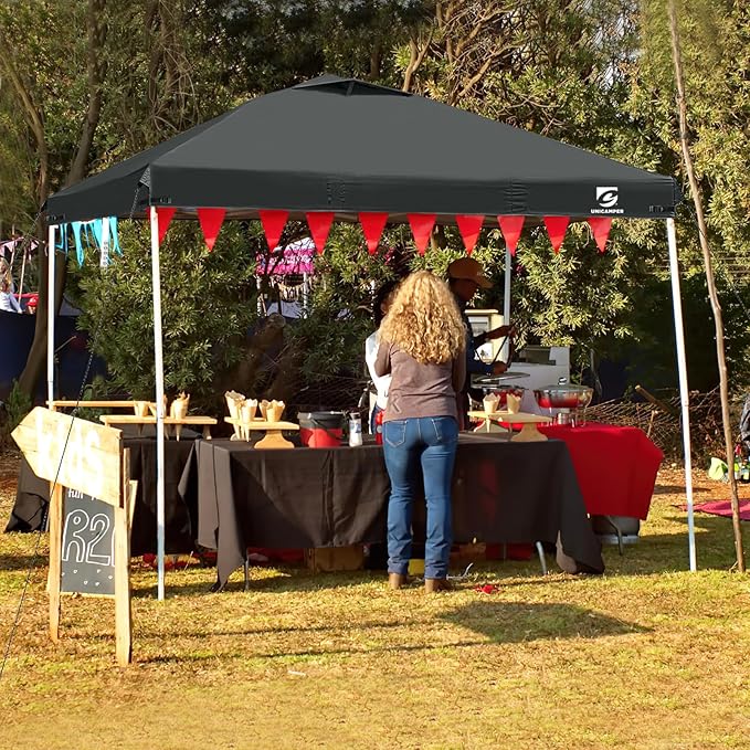 10x10 Pop Up Canopy Replacement Top Cover with Air Vent for Straight Leg Canopy Tent, Waterproof for Outdoor Garden Patio Camping Sun Shade(Top Only) (Black, 1)