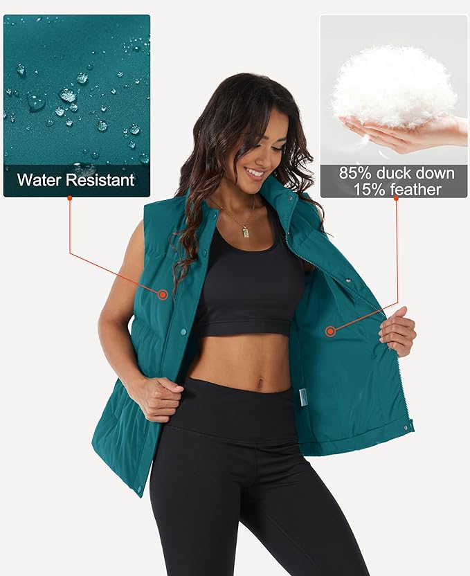 MAGCOMSEN Women's Puffer Down Vest Oversized Zip Up Outerwear Lightweight Winter Padded Gilet Jacket with Pockets