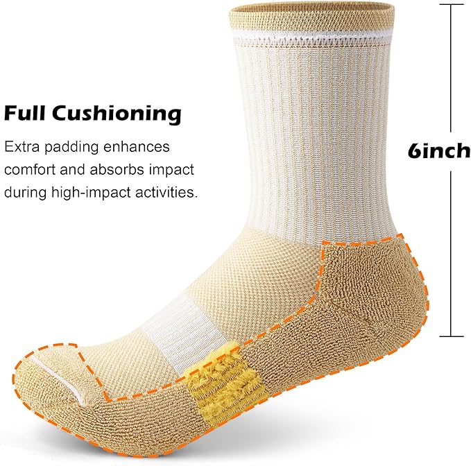 Gonii Women Athletic Crew Socks 5-6 Pairs - Comfort & Cushioned for Running, Hiking, Sports Arch Compression Socks