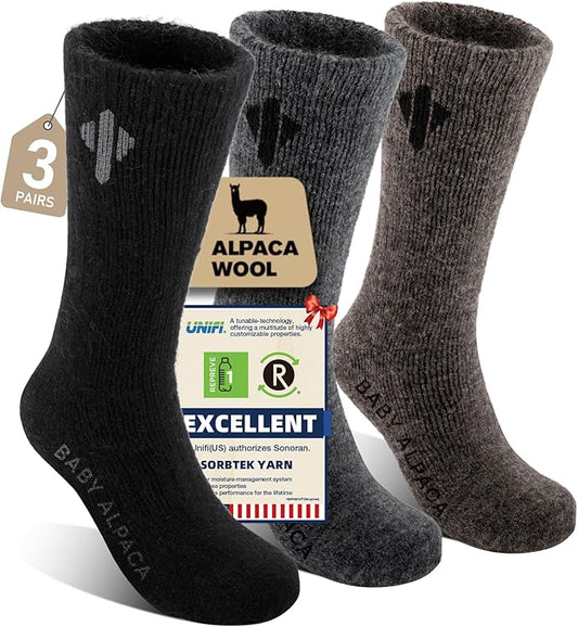 Alpaca Socks for Men and Women, Heavyweight Thermal Thick Warm Alpaca Wool Boot Sock for Hunting, Hiking, Moisture Wicking