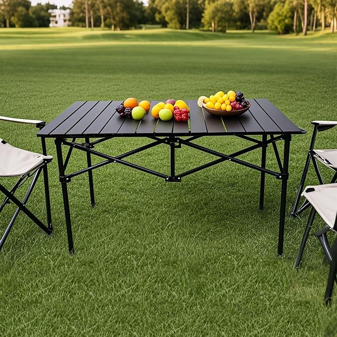 Folding Camping Table, Portable Beach Table,with Portable Bag,Suitable for Indoor, Outdoor, Camping, Backyard, Party, Patio, The Black Camping Table at The Beach