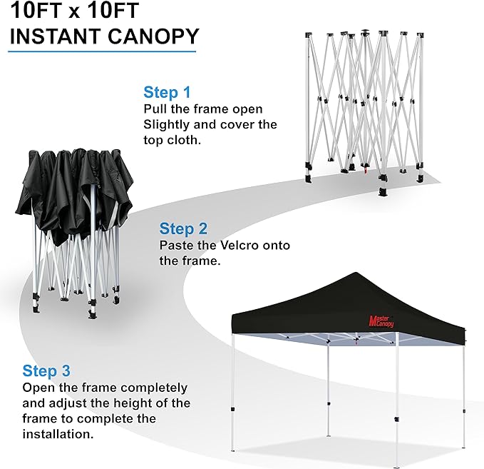 MASTERCANOPY Pop Up Canopy Tent Commercial Grade Instant Shelter (8x8, Black)