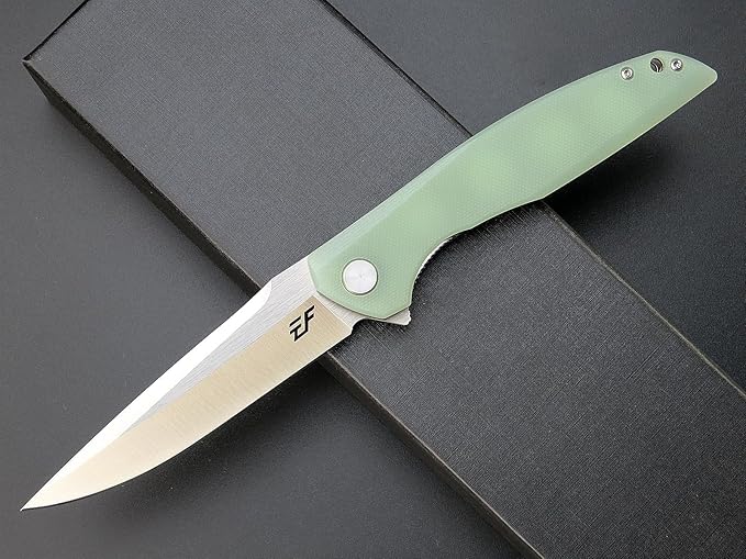 Eafengrow EF231 Folding Knife D2 Steel Blade G10 Handle Scales EDC Tool Knives for Working Outdoor Camping Hiking Fishing(jade)