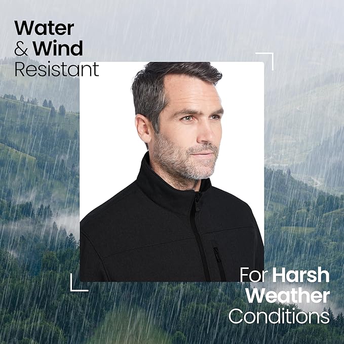 Weatherproof Men's Softshell Jacket – Wind & Water Resistant – Breathable, Lightweight Outdoor Coat