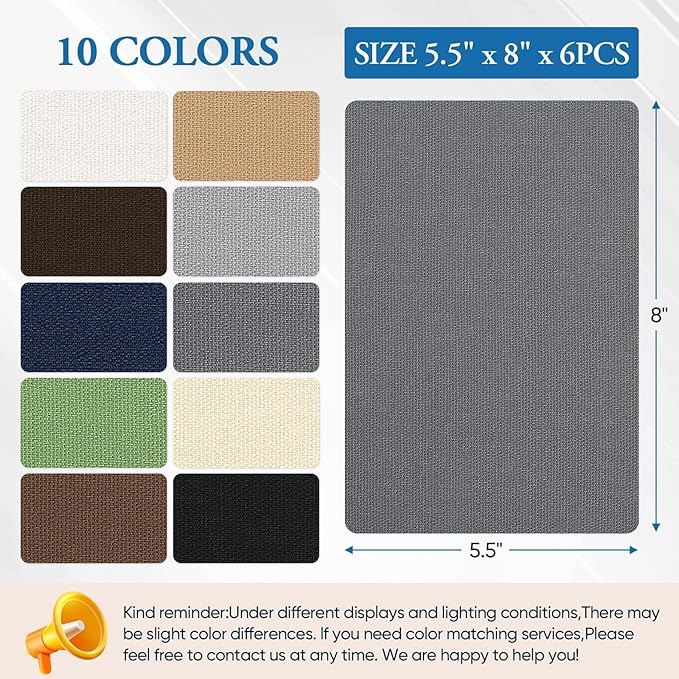 Canvas Patch 5.5 x 8 Inches 6Pcs Self-Adhesive Waterproof Canvas Patch Kit for Repairing Tents,Sofas,Boat Covers,Camping Chair,Awnings,Car Seats.(Dark Gray)