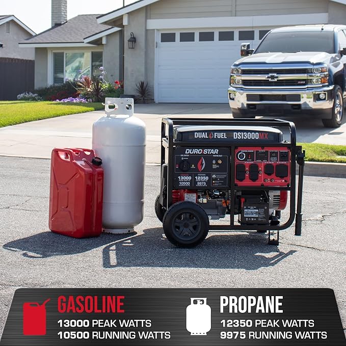 DS13000MX 13,000-Watt 500cc Dual Fuel Portable Generator - Gas and Propane, Remote Electric Start, Whole Home Power Backup, Transfer Switch Ready, RV & Emergency Ready