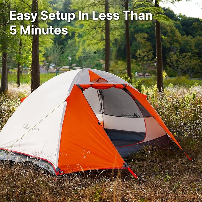Moon Lence Professional Camping Tent 2 Person Tent Backpacking Tent, Water & Wind Proof Ultralight Equipment for Mountaineering Backpacking & Hiking, Porch Double Layer, Aluminum Alloy Pole