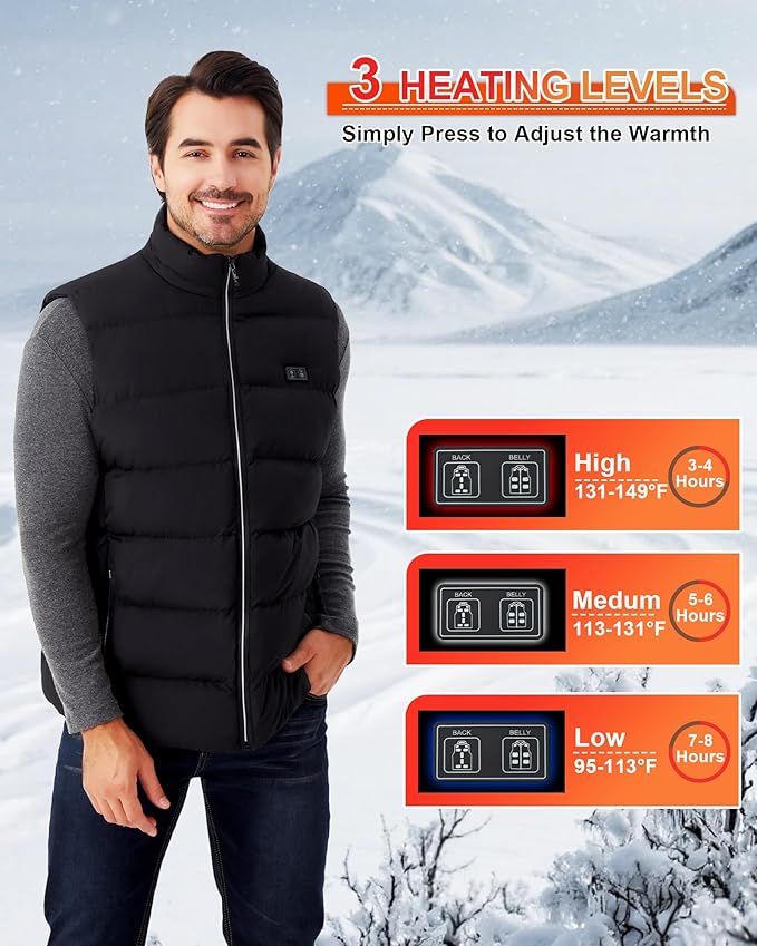 Electric Heated Vest for Men: Lightweight Heated Jacket with 16000mAh Battery - Winter USB Heating Vest for Hunting